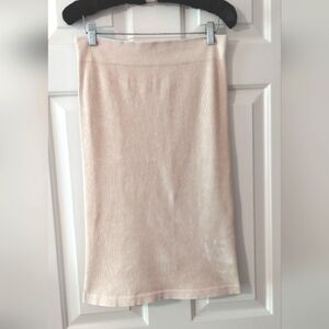 PrettyLittleThing Contour Rib Low Rise Midaxi Skirt Cream Distressed
